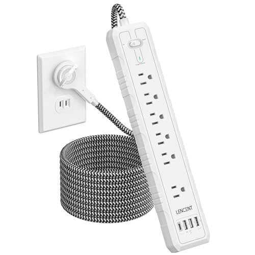 Extensión LENCENT SK017USJP con 6 tomas y 4 puertos USB, 6ft, protector contra sobretensión 1050J