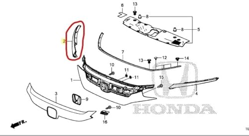 Acabamento da Grade Dianteira L Direito Civic G10 Sport