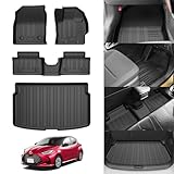 Jiooy トヨタ ヤリス フロアマット+ラゲッジマット フルセット YARIS ラゲッジトレイ 2020年8月-現行 3D立体マット 防水 トランクマット 汚れ防止 TPE カスタムパーツ(トヨタ ヤリス,フロアマット+トランクマット 4点セット)