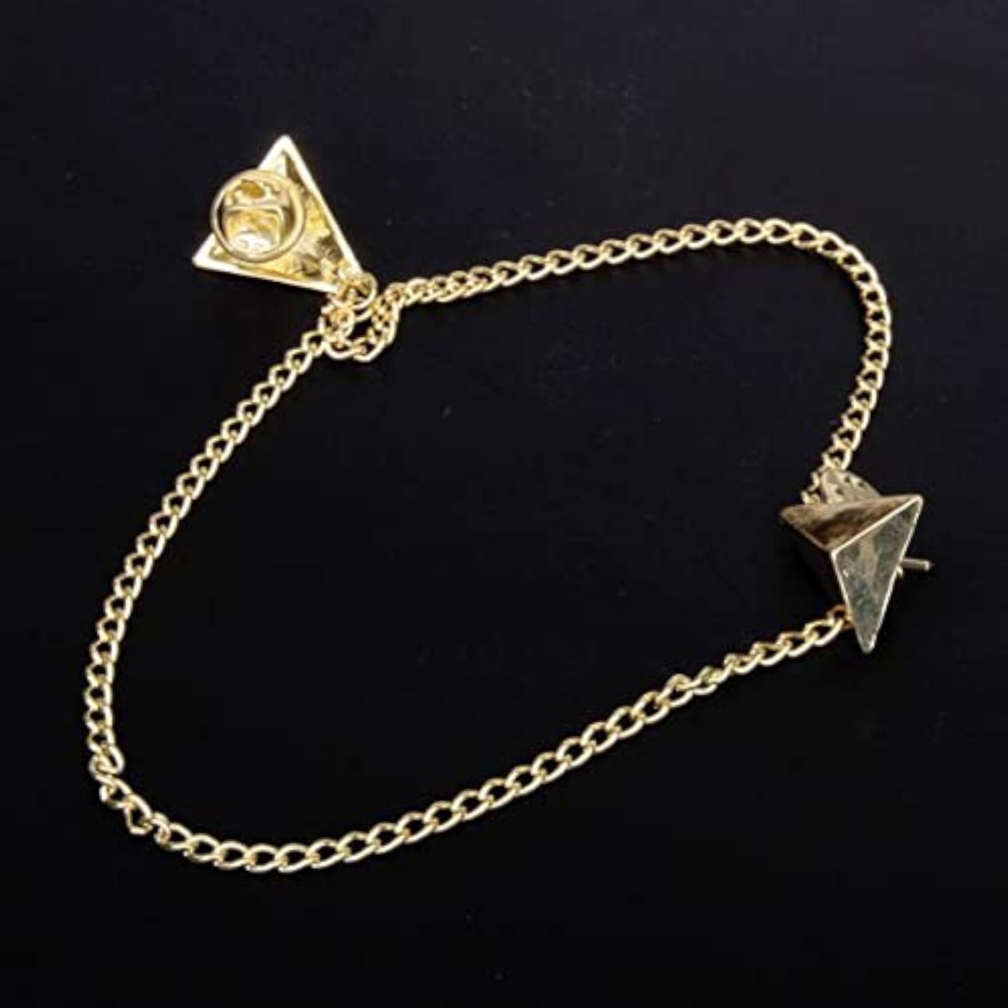 2Pcs Triangle Punk Brooch Collar Chain Necklace Set