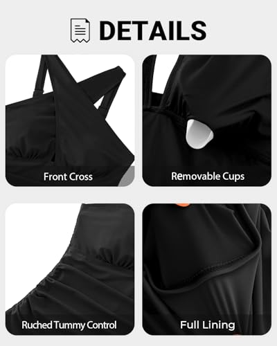 Daci Womens Front Cross Plus Size One Piece Swimsuits Tummy Control Keyhole Bathing Suits Swimwear4