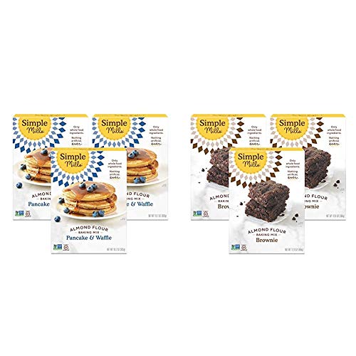 Simple Mills Almond Flour Pancake Mix & Waffle Mix, Gluten Free, Made with whole foods, 3 Count & Almond Flour Baking Mix, Gluten Free Brownie Mix, Chocolate Flavor, 3 Count