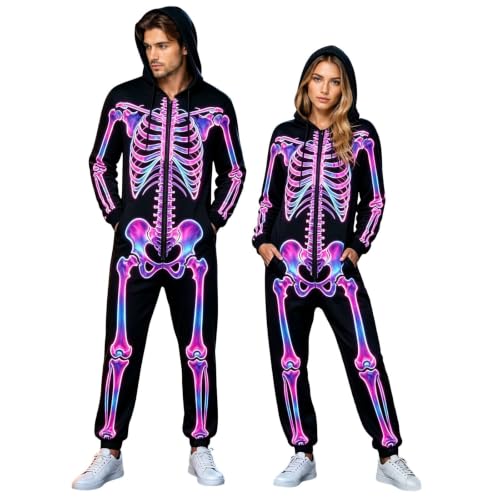 Image of Bony Print Air Relax Zip Jumpsuit For Men And Unisex Costume Jumpsuit With Layered Comfort (b-Black, XXL)