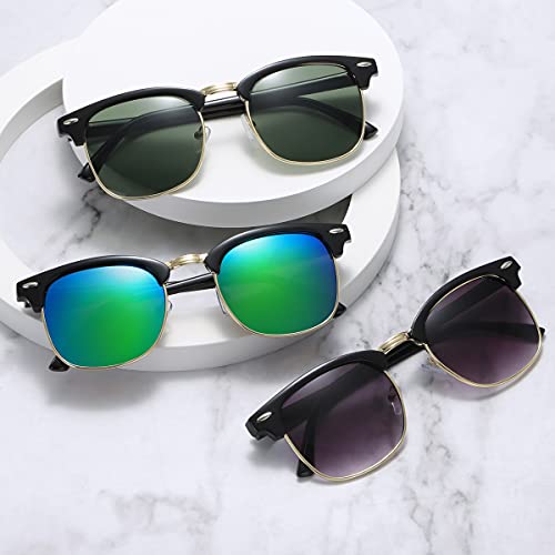 Image of Retro Semi Rimless Sunglasses Half Frame UV400 Glasses for Men And Women