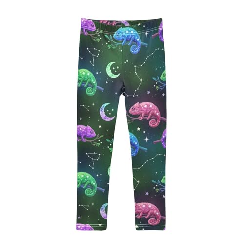 J JOYSAY Colorful Chameleon Galaxy Girls Leggings Soft Comfortable Stretchy Kids Toddler Leggings Size 4-10T