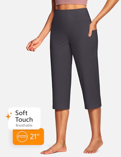 Image of ISEEGZ 15 inch / 18 inch / 21 inch / 25 inch Capri Pants for Women High Waist with Pockets Women's Capris Workout Yoga Pants Loose Straight Leg