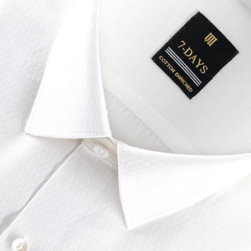 Image of 7-DAYS Premium Men's Formal Shirts - Cotton Rich, Textured Self-Design, Full Sleeve, Regular Fit, Wrinkle Resistant, with Pocket - Perfect for Office