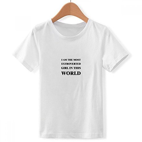 T-Shirt Ras du Cou Blanc Extraverti DIYthinker à Motif Multicolore
