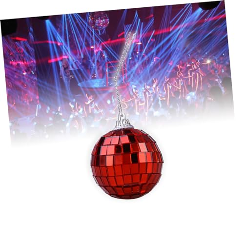 1 unidad de bola espejada roja reflectante para decoración de fiestas, bodas y festivales, ideal para discotecas y eventos miniatura 6