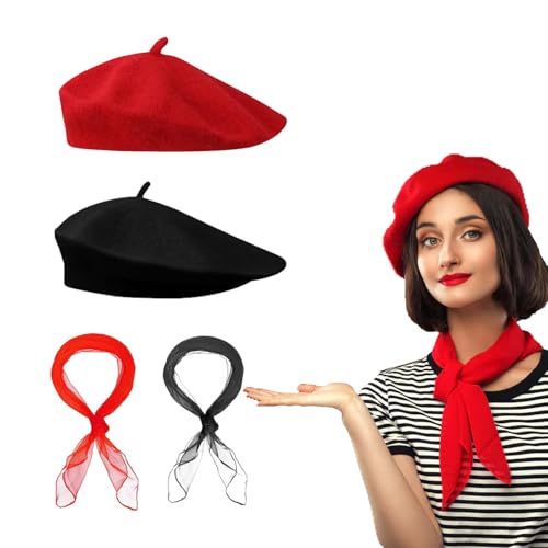 QSZHSL 4 Stück Baskenmütze, Französischen Beret Damen, Beret...