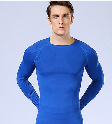 Red, XL : Men Running Shirt Fitness Excercise Outdoor Sports Climbing Soccer Football Compression Tights Gym Shirts Jerseys-image-6