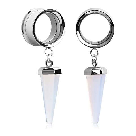 KUBOOZ Opal-stone Stainless Steel Ear Plugs Cover