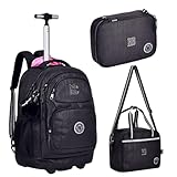 Mochila Rebecca Bonbon com Rodinhas Lancheira e Estojo Preta RB24535KT