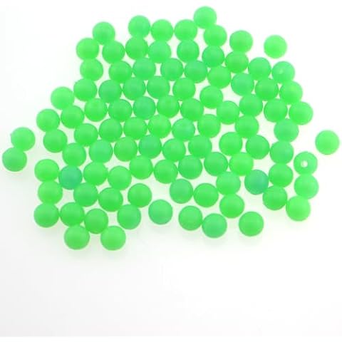 ZHYOHEN 100PCS Glow in The Dark Road Runner Beads 8mm Soft Rubber Fishing Beads Fishing Soft Bait Tackle Fishing Gadgets Carp Fishing Gadgets Accessories Hole Through Wire Line Fishing Line Green Cover