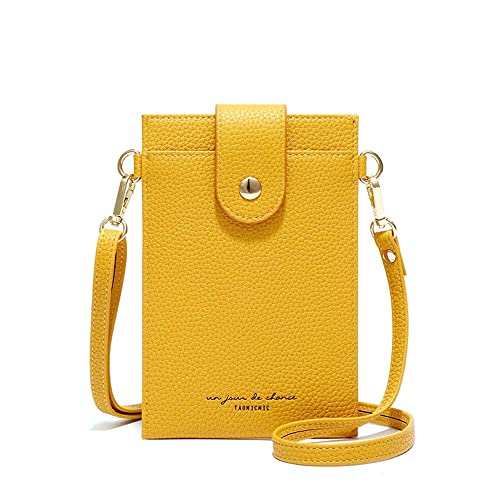 Valentoria Bolsa Feminina de Couro Leve para Celular, Bolsa de Ombro, Bolsa de Viagem, Amarela, Médio