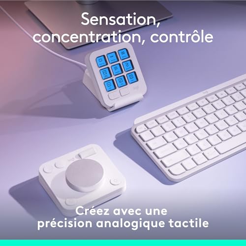 MX Creative Console Logitech blanche avec keypad programmable 9 touches LCD