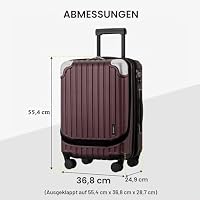 LEVEL8 Koffer Trolleys Leicht ABS+ PC Handgepäck Hartschalen-Koffer Trolley Rollkoffer Reisekoffer Erweiterbar, TSA, 4 Rollen, 55cm, 36-42 Liter, Rot – Ansicht 9