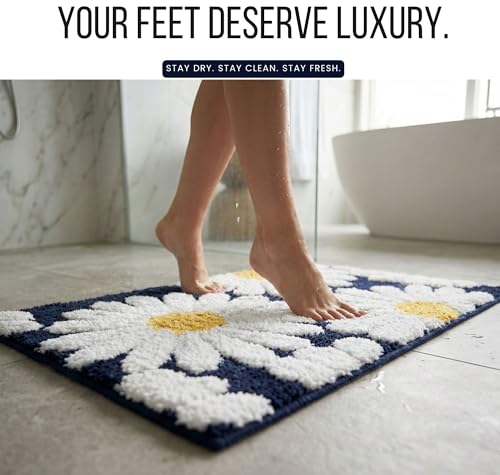 Image of HOMEKART Microfiber Bath Mat 2000 GSM, Super Soft & Absorbent Anti-Skid Bathroom Floor Mat, Quick Dry Door Mat for Bathroom, Bedroom & Kitchen (40x60 cm, Navy Blue) Pack of 1