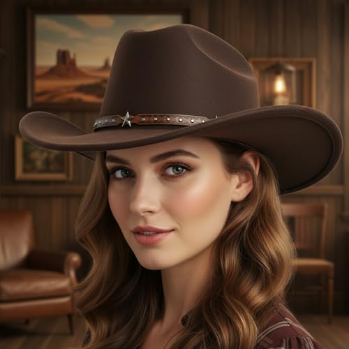 Sombrero Unisex Cowboy estilo Fedora con cinturón de cuero miniatura 6