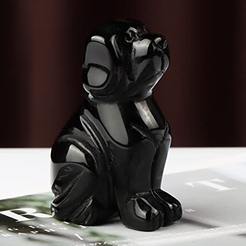 Figura Decorativa de Perro de Obsidiana Negra 2 pulgadas miniatura 3