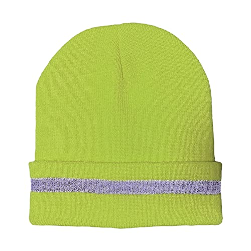 FUPUONE 蛍光ニット帽 反射ライン入り ビーニー 夜間 防寒 ニットキャップ ワッチ帽