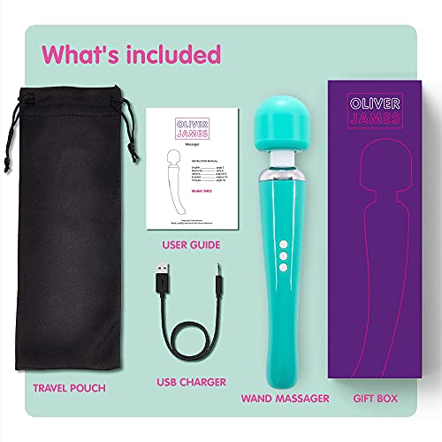 Image of Oliver James Large Wand Massager w / 20 Vibration Modes and 8 Speeds (Green)
