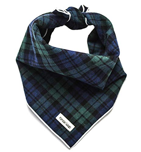 Christmas Dog Bandana in Tartan Plaid - Holiday Cozy Green Flannel Plaid Pet Bandana. Cute Dog Accessory for Fall and Winter for Large Medium and Small Dogs.