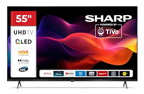 Sharp QLED Fernseher 55 Zoll Smart TV Powered by TiVo - 4K UHD Fernseher mit Dolby Vision HDR, Dolby Atmos und Triple-Tuner, QLED TV 55HM5745E (2026)