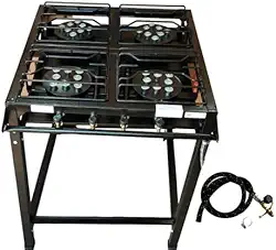 Fogão Industrial 4 Bocas Alta Pressão Preto c/Mang e Reg