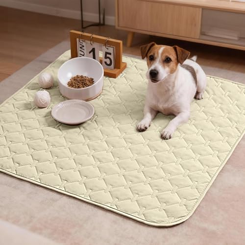Image of gogobunny 100% Double-Sided Waterproof Dog Bed Cover Pet Blanket Sofa Couch Furniture Protector for Puppy Large Dog Cat, Reversible (30x30 Inch (Pack of 1), Dark Cream /Light Cream)