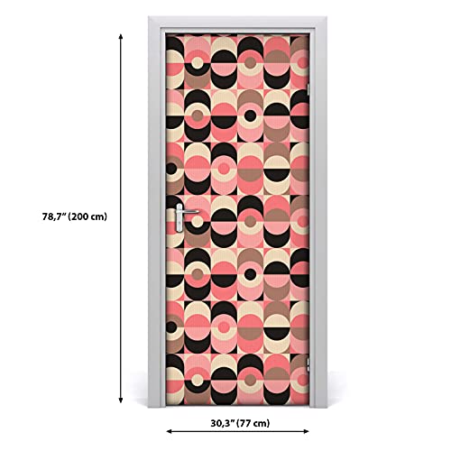 Autocollant de porte 77x200cm imperméable lavable style rétro géométrique - 3