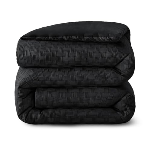 Whale Flotilla 7.5 Tog Double Size Duvet, Luxury Reversible Soft Coverless Duvet, Lightweight Down Alternative Comforter Bedding Set for All Seasons, 200x200 cm, Black