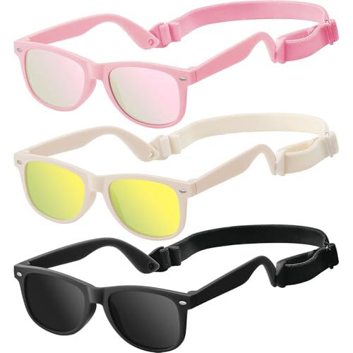 Image of Baby Infant & Toddler Sunglasses with Strap, Boys & Girls 0-24Months, UV400 | Flexible TPEE Rubber Frame, Comfortable Fit, Outdoor Travel Ready