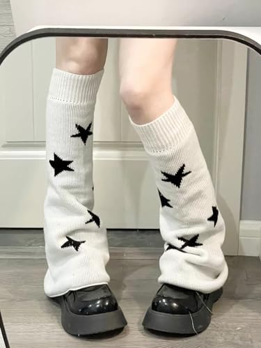Leg Socks with double-sided star leg warmer JK Y2K pile socks3