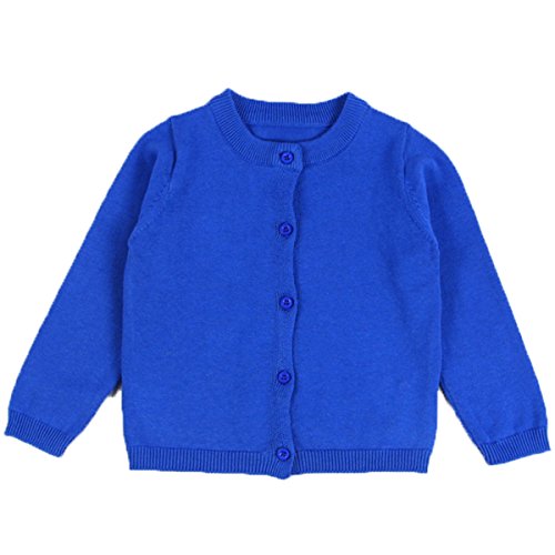 JELEUON Little Girls Cute Crew Neck Button-Down Solid Fine Knit Cardigan Sweaters 5-6 Years