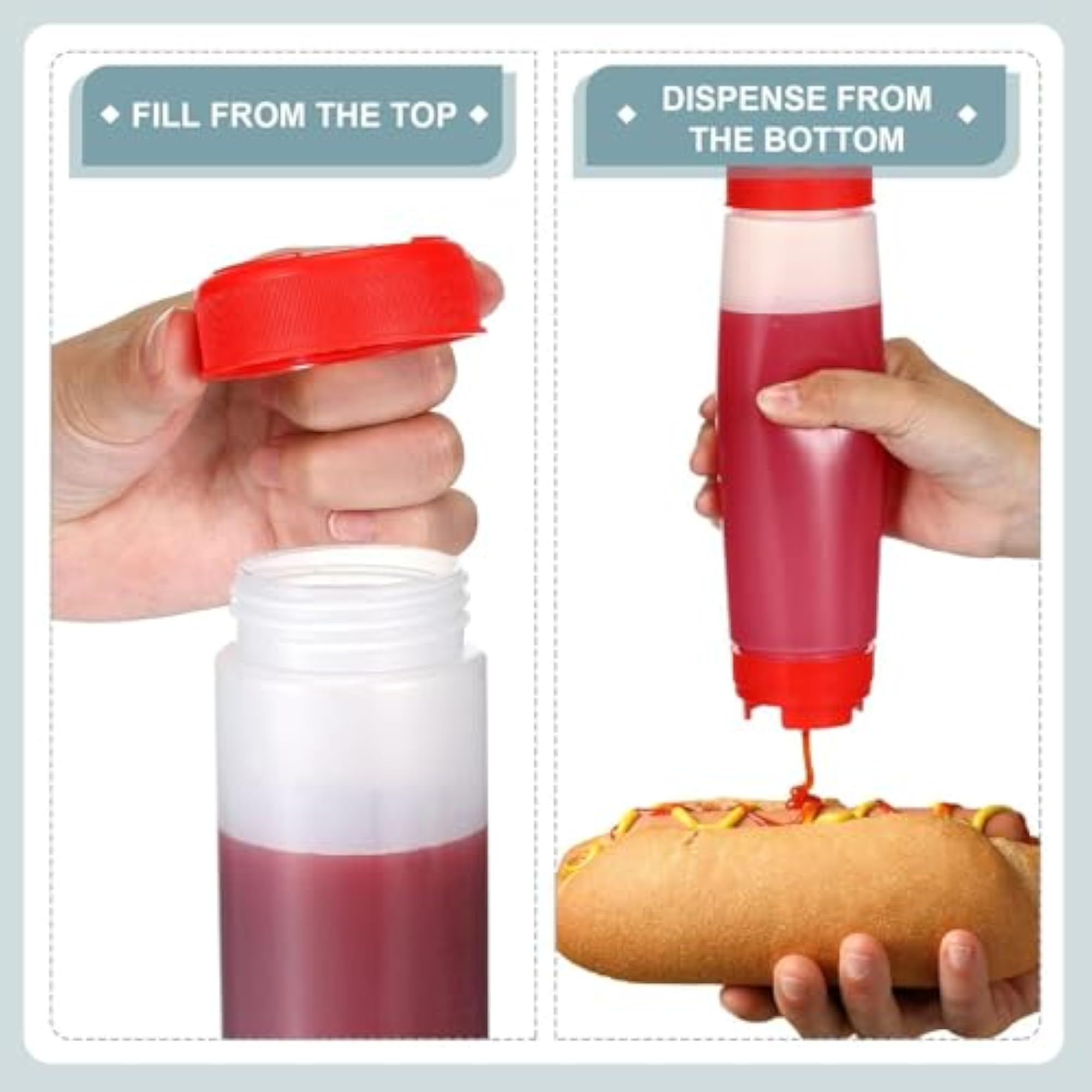3 Pieces Condiment Squeeze Bottles Refillable