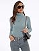Slim-Fit Lightweight Grey Blue Going Out Turtleneck Tops Fashion Womens Turtle Necks Long Sleeve Winter Clothing Shirts (Grey Blue, Medium)