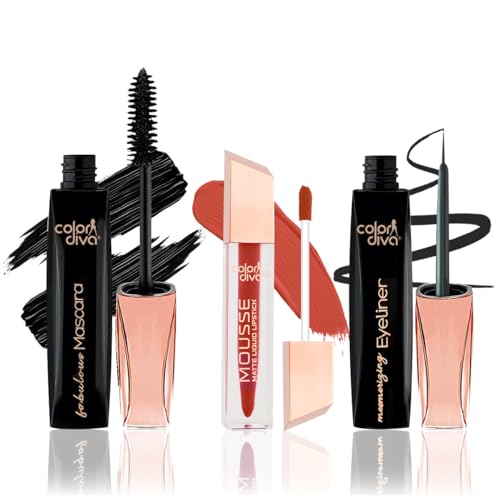 Image of Adbeni Value Pack, Mousse Matte Liquid Lipstick With Eyeliner & Mascara, 5.5ml Each | Long Lasting, Water & Smudge Proof, Light Weight, 14 Hour Long Stay, Pack Of 3 (Chilling Lips 126)