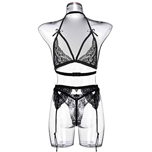 Roupa íntima feminina biquíni, nova lingerie sexy de renda Alovemo, sutiã de laço vazado e calcinha,