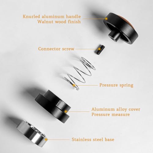 Image of 51mm Espresso Tamper, Auto-leveling Spring-loaded Palm Tamper, Stainless Steel Ripple Base with Non-Slip Grip