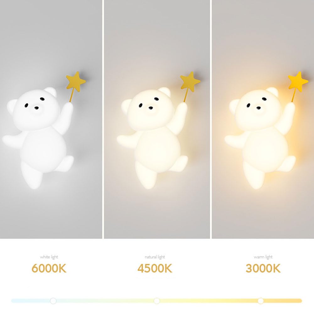 Kinkiet ścienny do sypialni niedźwiedź wnętrze 10 W białe diody LED 3000K / 4500K / 6000K 3 kolory śliczny niedźwiedź dekoracja pokoju dla chłopców i dziewcząt lampka nocna z EST