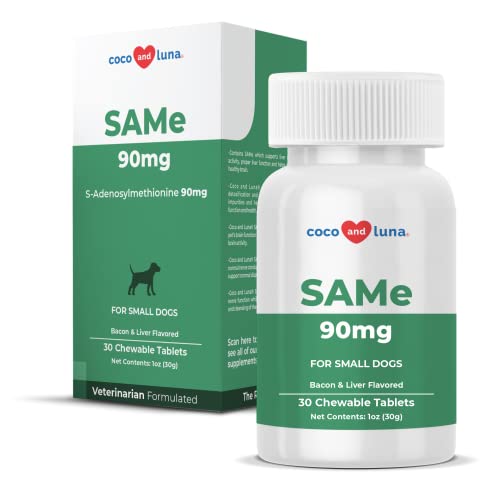SAMe for Dogs - S-Adenosyl-L-Methionine, Liver Supplements for Dogs - Brain Supplement for Dogs, Promotes Cognitive Support, Dog Liver Support Supplement (for Small Dogs (Up to 14 lbs))