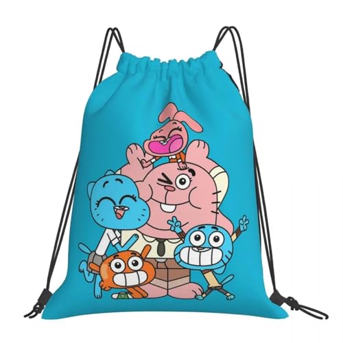 GTTDFASJ Mochilas de El asombroso mundo de Gumball multifunción portátiles con cordón con bolsillo para deportes libros viajes y escuela.