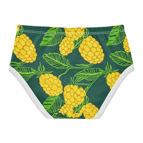 Yellow Raspberries Green Leaves Little Girl Panties Girls Underwear Toddler Cotton Personalized Briefs Undies Kids 2t2