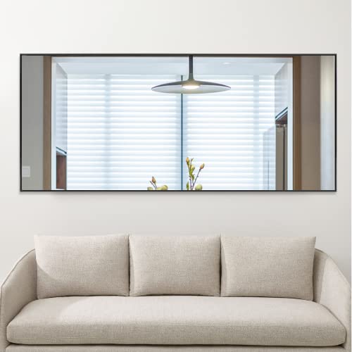 Image of NeuType 71 inchx28 inch Large Mirror Full Length Mirror Aluminum Alloy Frame Floor Mirror Wall-Mounted Mirror for Living Room, Bedroom, Hanging or Leaning Against Wall, Black (No Stand)