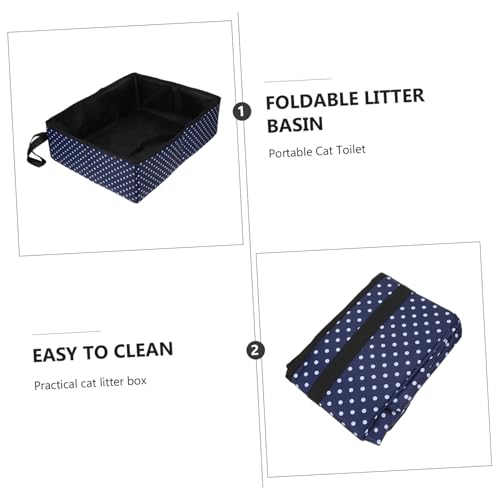 Bac à litière pour chat portable anti-éclaboussures bleu - 7