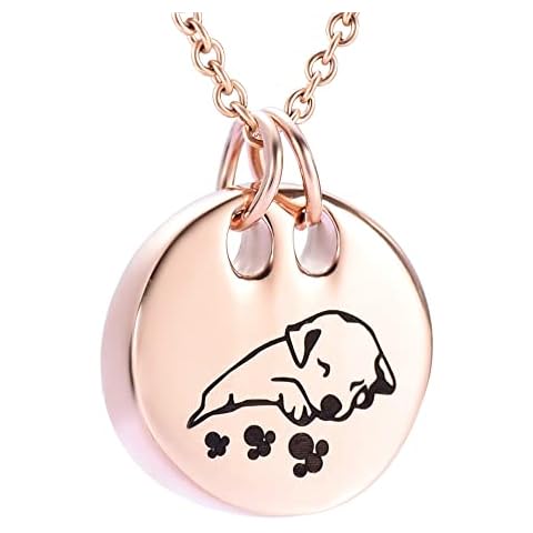 MemoryU Pet Cremation Urn Necklaces for Ashes Funeral Urns Jewelry Stainless Steel Cute Sleeping Dog Keepsake Memorial Urn Pendant Locket Cremation Jewelry for Women Men (Rose Gold), X053-RG Cover