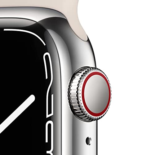 41z17aQvzzL Apple Watch Series 7 GPS + Cellular, 41mm Silver Stainless Steel Case with Starlight Sport Band - Regular (Renewed) - Image 3