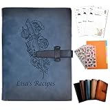 Personalized Leather Recipe Book – 100% Genuine Leather, 24 Cover Designs, 6 Color Options | Blank Recipe Journal to Write Your Own Recipes | Gift for Mom, Dad, Grandma, Friends