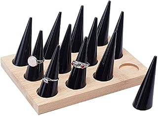 PandaHall Jewellery Ring Holder, 12-Cone Ring Display Acrylic Ring Cone Display Stand Hand Ring Holder Retail Jewellery Organizer Holder Finger Rings Showcase Stand for Jewellery Store Bedroom